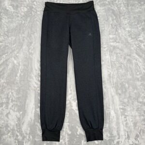 Adidas Climawarm Joggers Pants Womens Charcoal Black Elastic Waist Cuffs Small